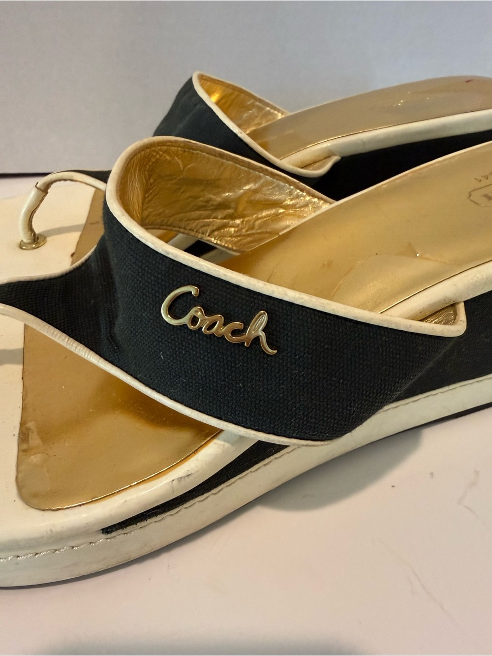 Coach Felecia Canvas and Patent Wedges Black and White - Picture 3 of 11
